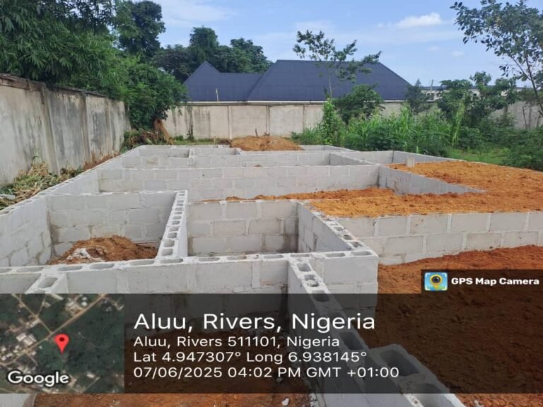 THE BLOCK LAYING STAGE OF THE 14 UNIT OF SELF CONTAIN FOR THE HOST  COMMUNITIES OF RUKPOKWU, OBIO-AKPOR, RIVER STATE.